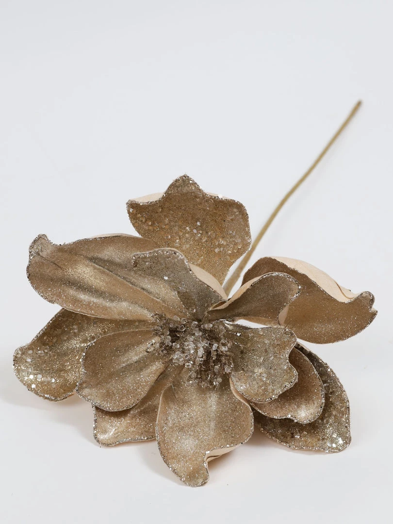 Inspire Me! Home Decor Gold Glittered Magnolia Stem 4 Inspire Me! Home Decor Gold Glittered Magnolia Stem