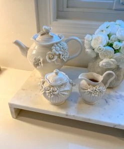 Inspire Me! Home Decor White Floral Tea Set (3 Items) Each Sold Individually KITCHEN