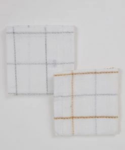 Inspire Me! Home Decor Set Of 2 Metallic Thread Gold Silver Dish Cloths