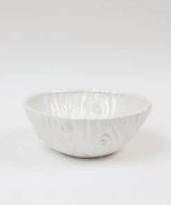 Inspire Me! Home Decor White Ceramic Round Bowl With Detailed Design (2 Sizes)