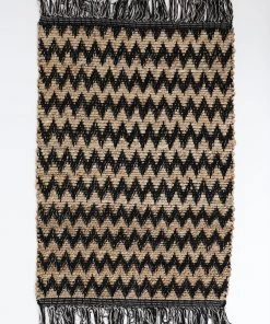 Inspire Me! Home Decor Black And Tan Chevron Fringed Rug PILLOWS, RUGS, & THROWS