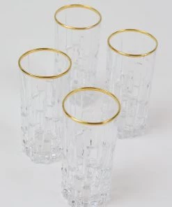 Inspire Me! Home Decor Set Of 4 Glasses With Gold Rim