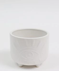 Inspire Me! Home Decor White Ceramic Evil Eye Planter (2 Sizes)