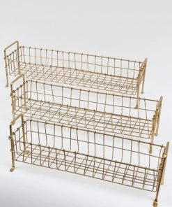 Inspire Me! Home Decor Footed Gold Wired Rectangular Basket (3 Sizes)