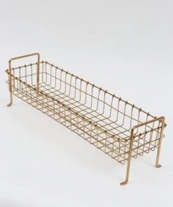 Inspire Me! Home Decor Footed Gold Wired Rectangular Basket (3 Sizes)