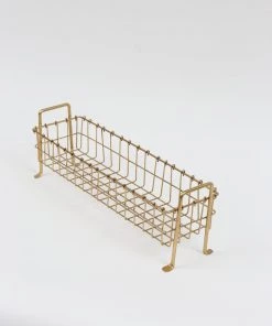 Inspire Me! Home Decor Footed Gold Wired Rectangular Basket (3 Sizes)