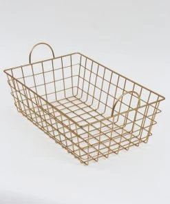 Inspire Me! Home Decor Gold Rectangular Wired Basket (3 Sizes)
