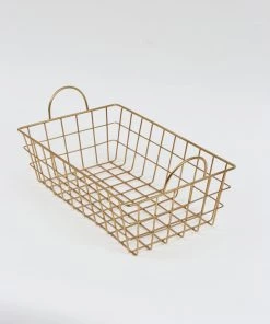 Inspire Me! Home Decor Gold Rectangular Wired Basket (3 Sizes)
