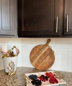 Inspire Me! Home Decor White Ceramic Utensil Holder With Gold Textured Details & Base