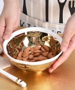 Inspire Me! Home Decor Gold And White Snack Bowl And Spoon Set 17 Inspire Me! Home Decor Gold And White Snack Bowl And Spoon Set