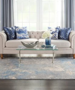 Nourison Joli Area Rug - Ivory/Blue/Grey (3 Sizes) PILLOWS, RUGS, & THROWS