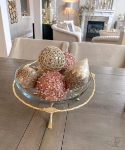 Inspire Me! Home Decor Gold Leaf Detailed Hammered Glass Bowl