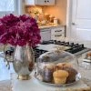 Inspire Me! Home Decor Glass Cake Dome With Gold Mosaic Handle