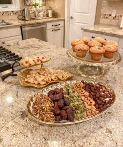 Inspire Me! Home Decor Gold Bordered Glass Cake Stand