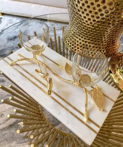 Inspire Me! Home Decor Gold Metal Branch Decorative Piece With Glass Tea-light Holder