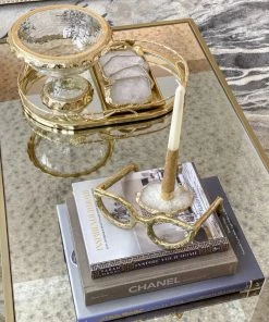 Inspire Me! Home Decor Large Gold Hammered Rim Textured Glass Bowl