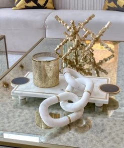 Inspire Me! Home Decor Marble Footed Tray W/ Black Circles