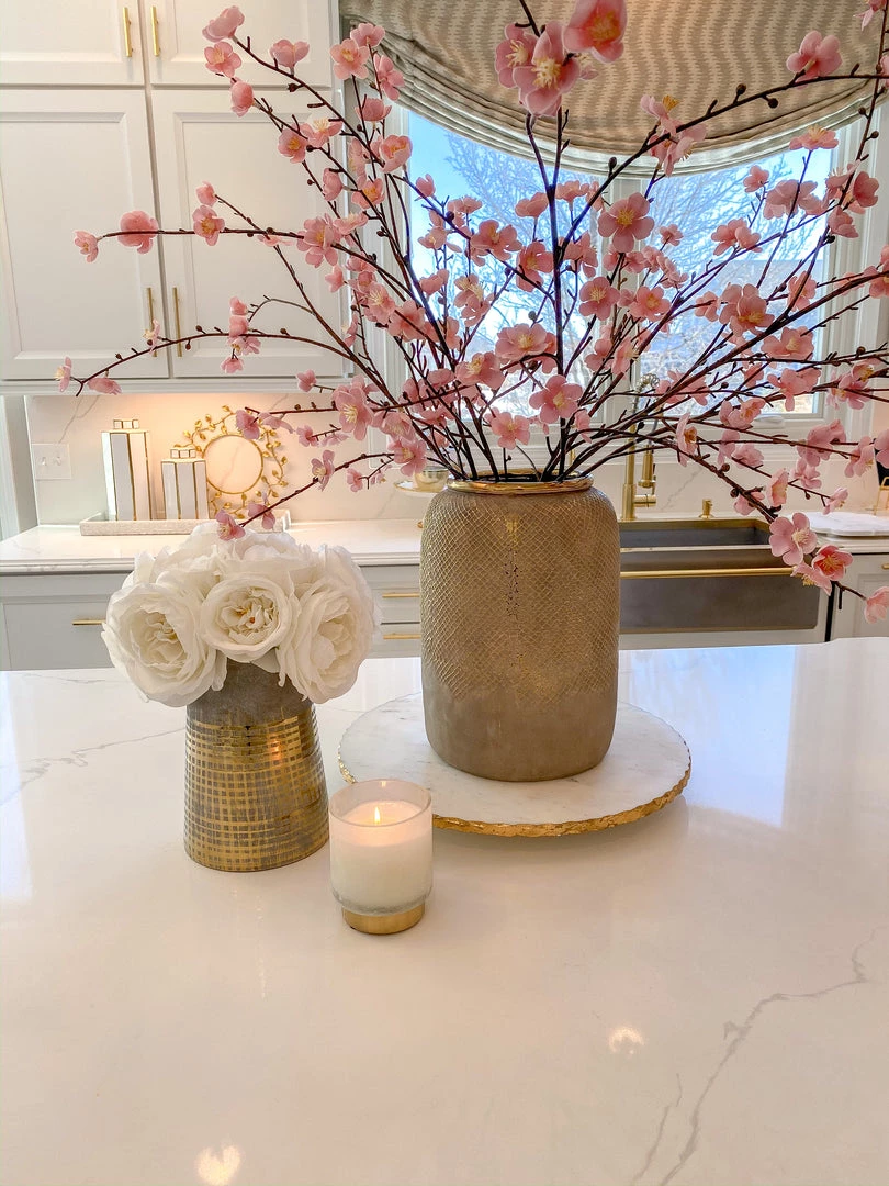 Inspire Me! Home Decor Ceramic Large Grey Vase W/ Gold Raised Design 3 Inspire Me! Home Decor Ceramic Large Grey Vase W/ Gold Raised Design