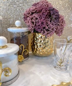 Inspire Me! Home Decor Large Hammered Gold Metallic Ceramic Planter Pot (5.75