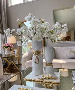 Inspire Me! Home Decor White Ceramic Vase With Elegant Gold Details (2 Sizes) 10 Inspire Me! Home Decor White Ceramic Vase With Elegant Gold Details (2 Sizes)