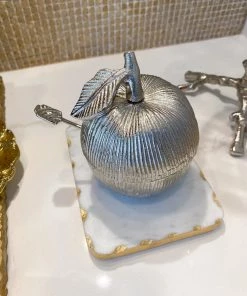 Inspire Me! Home Decor Silver Apple Honey Dish