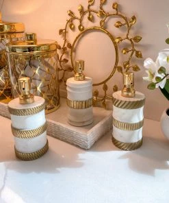 Inspire Me! Home Decor Marble And Gold Stripe Dispenser