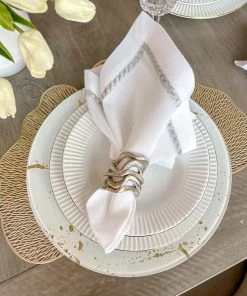 Inspire Me! Home Decor Set Of 4 Embroidered Border Napkins (2 Colors)