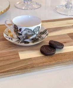 Inspire Me! Home Decor Black And Gold Metallic Peony Tea Cup & Saucer