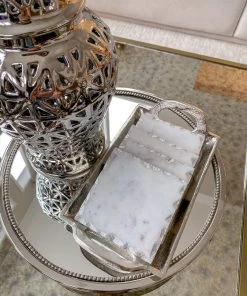 Inspire Me! Home Decor Marble Coasters W/ Silver Trim And Tray Set