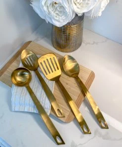 Inspire Me! Home Decor Matte Gold Slotted Serving Spoon