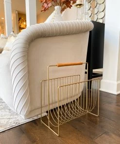 Inspire Me! Home Decor Gold Magazine Rack With Wooden Handle