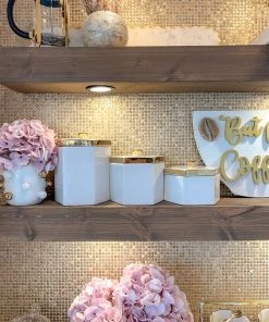 Inspire Me! Home Decor White And Gold Ceramic Jars With Lids (3 Sizes)