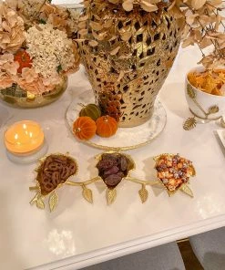 Inspire Me! Home Decor Gold Leaf 3 Section Bowls On Vine Stand