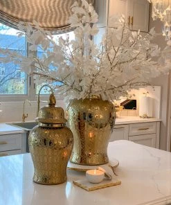 Inspire Me! Home Decor Oversized Gold Patterned Ginger Jar