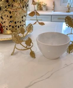 Inspire Me! Home Decor White Ceramic Bowl With Gold Leaf Details (2 Sizes) 12 Inspire Me! Home Decor White Ceramic Bowl With Gold Leaf Details (2 Sizes)