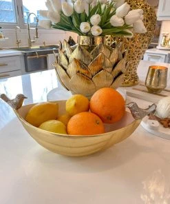 Inspire Me! Home Decor Gold Metal Bird Bowl With White Enameled 7 Inspire Me! Home Decor Gold Metal Bird Bowl With White Enameled