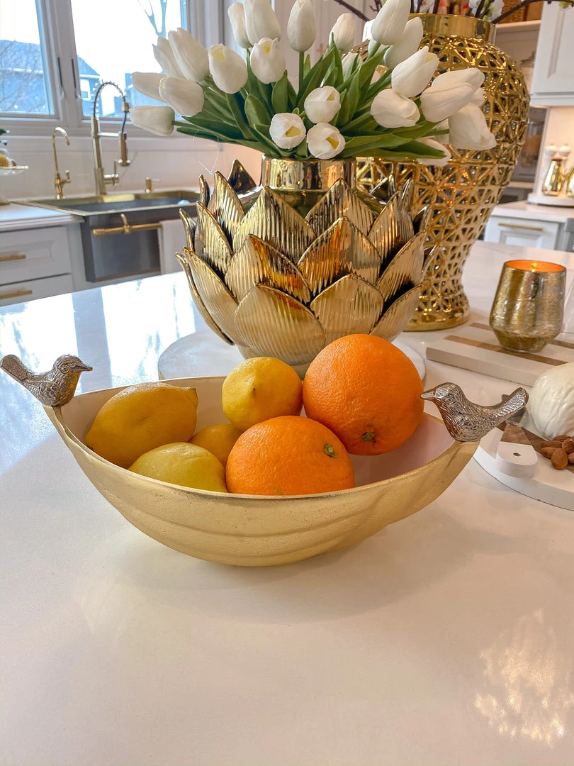 Inspire Me! Home Decor Gold Metal Bird Bowl With White Enameled 4 Inspire Me! Home Decor Gold Metal Bird Bowl With White Enameled