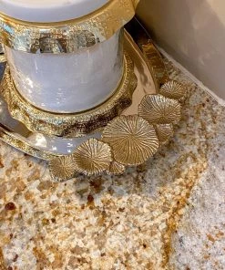 Inspire Me! Home Decor Silver Oval Tray With Gold Floral Handles