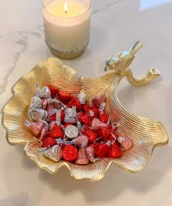 Inspire Me! Home Decor Large Gold Leaf Bowl W/ Bird