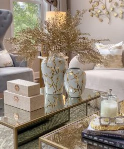 Inspire Me! Home Decor White Vase With Gold Floral Detail (2 Sizes)