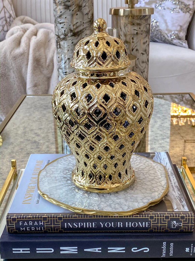 Inspire Me! Home Decor Extra Mini/Miniature Gold Ginger Jar 3 Inspire Me! Home Decor Extra Mini/Miniature Gold Ginger Jar