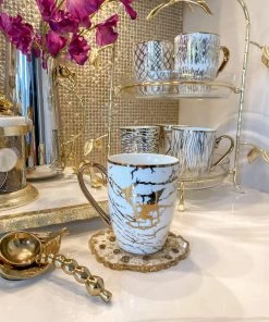 Inspire Me! Home Decor 16 Oz. Abstract Gold Pattern Print Mugs - (6 Designs)