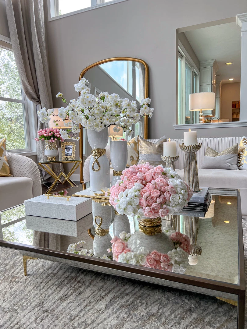 Inspire Me! Home Decor White Ceramic Vase With Elegant Gold Details (2 Sizes) 4 Inspire Me! Home Decor White Ceramic Vase With Elegant Gold Details (2 Sizes)