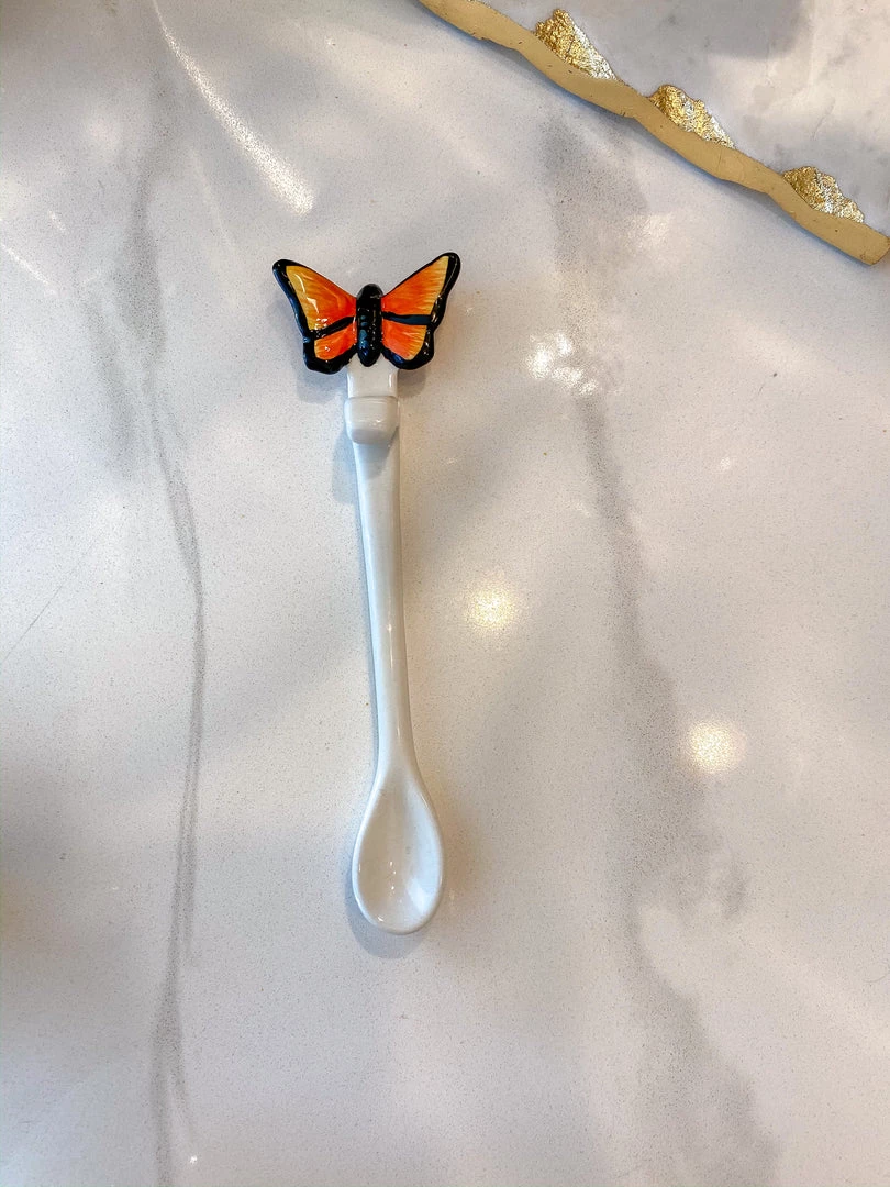 Inspire Me! Home Decor White Stir Spoon W/ Monarch Butterfly Topper KITCHEN 5 Inspire Me! Home Decor White Stir Spoon W/ Monarch Butterfly Topper KITCHEN
