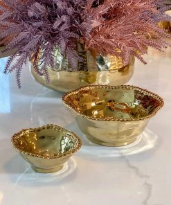 Inspire Me! Home Decor Gold Wavy Beaded Bowls (2 Sizes)