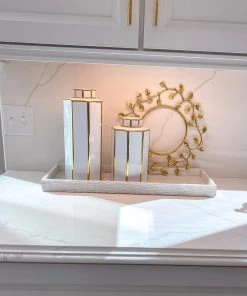 Inspire Me! Home Decor Gold And White Jar With Lid (2 Sizes)