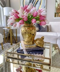 Inspire Me! Home Decor Gold Patterned Mini/Miniature Ginger Jar