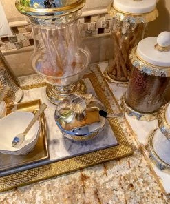 Inspire Me! Home Decor Bowl With Gold Floral Handle