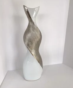 Inspire Me! Home Decor Silver And White Twisted Vase (2 Sizes)