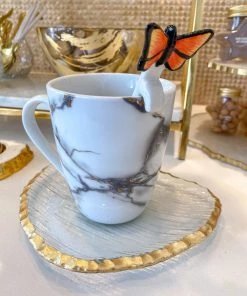 Inspire Me! Home Decor White Stir Spoon W/ Monarch Butterfly Topper KITCHEN 7 Inspire Me! Home Decor White Stir Spoon W/ Monarch Butterfly Topper KITCHEN